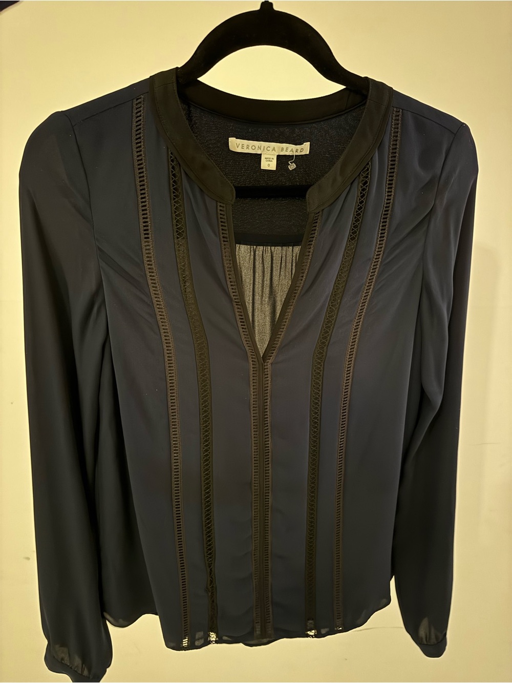 Veronica Beard Navy Blue Long Sleeve Blouse